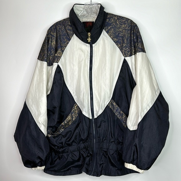 Vintage New York Classics Black White Track Jacket Size Large - Picture 1 of 10